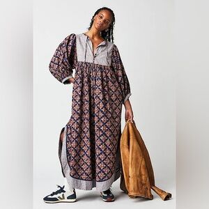 Free People Haley Maze Maxi Dress by Indigo Combo, Size Small (New with Tags)